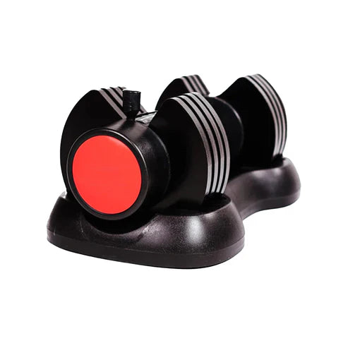 Black and red device with a suction cup on a white background