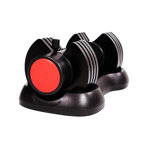 Black and red kitchen knife sharpener on a white background