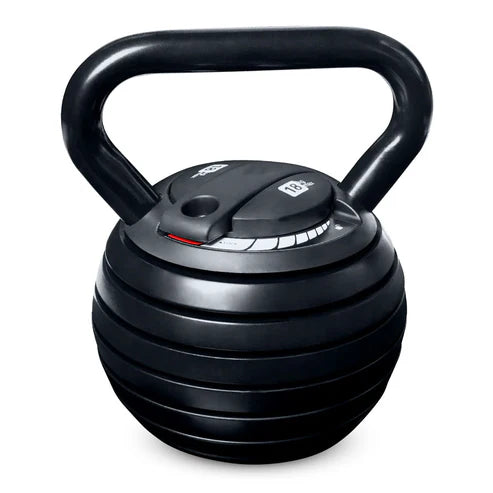 Black adjustable dumbbell on a white background