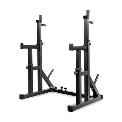 Black weight lifting rack on a white background