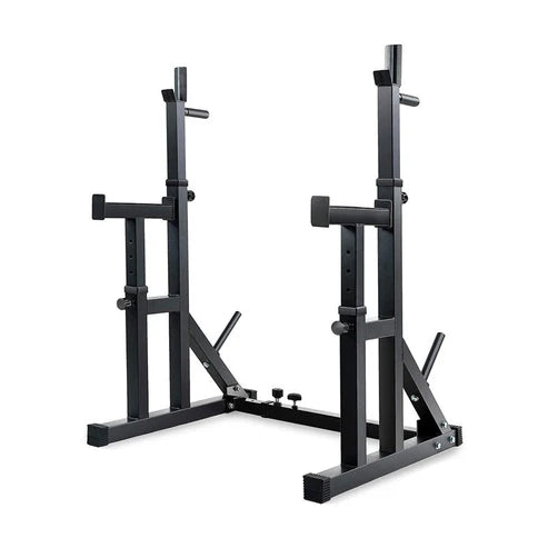 Black weight lifting rack on a white background