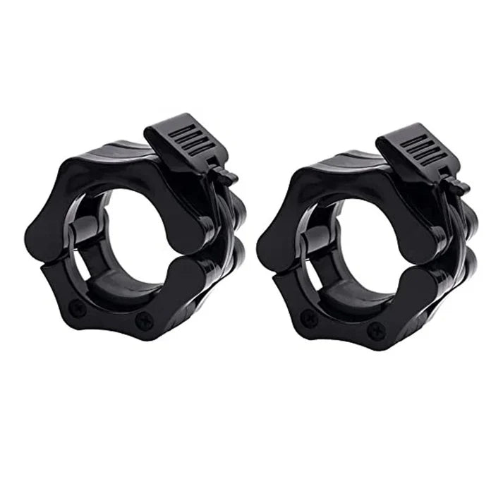 Two black metal rings with clamps on a white background