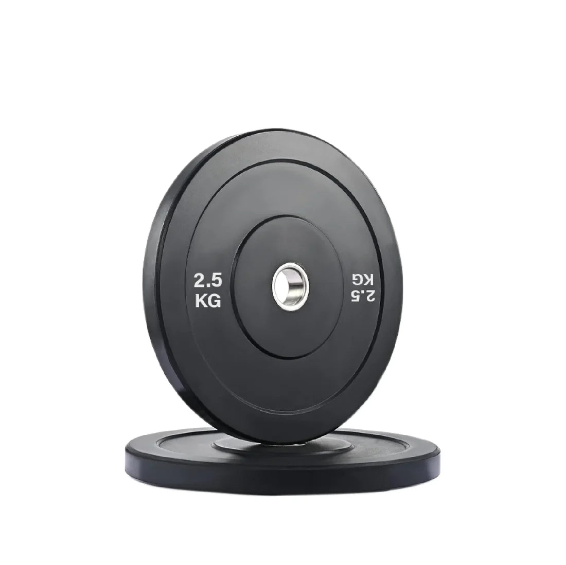 Black weight plate with '2.5 KG' marking on a white background