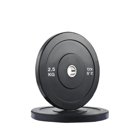 Black weight plate with '2.5 KG' marking on a white background