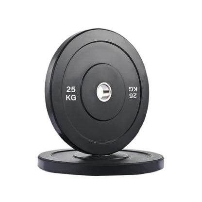 Black weight plate with '15 KG' marking on a white background