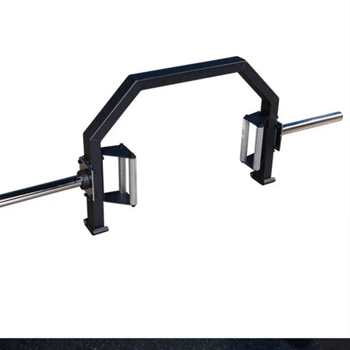 Gym barbell with weight plates on a white background