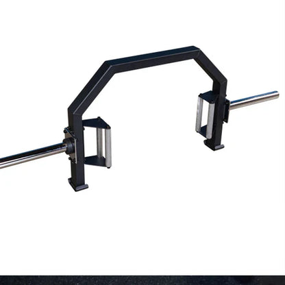 Gym barbell with weight plates on a white background
