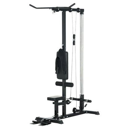Black cable machine gym equipment on a white background