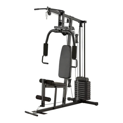 Black home gym equipment on a white background