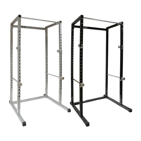 Two metal frames, one silver and one black, on a white background