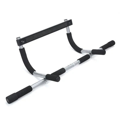 Gymnastic rings with black handles on a white background