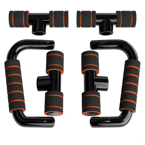 Black and orange pull-up handles on a white background
