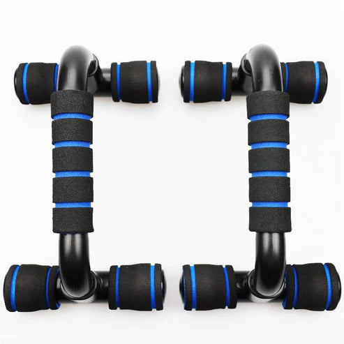 Black and blue hand gripper on a white background