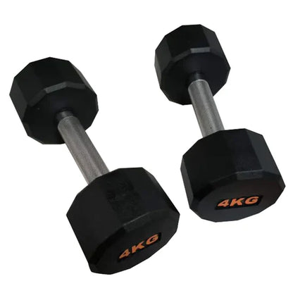 Pair of black 4KG dumbbells on a white background