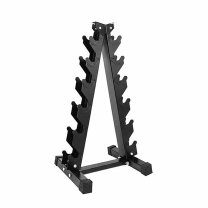 Black metal weight rack on a white background