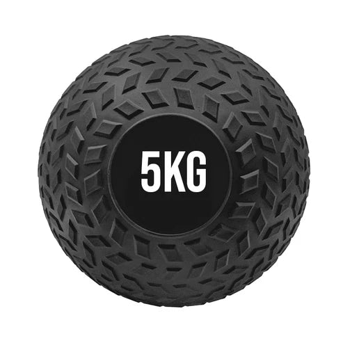 Black 5KG weight ball on a white background