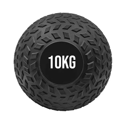 Black exercise ball with '10KG' marking on a white background