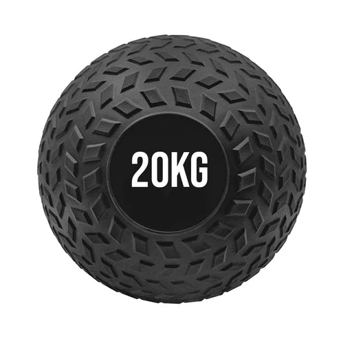 Black exercise ball with '20KG' marking on a white background