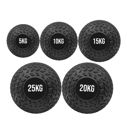 Set of five black weighted balls with weight labels on a white background