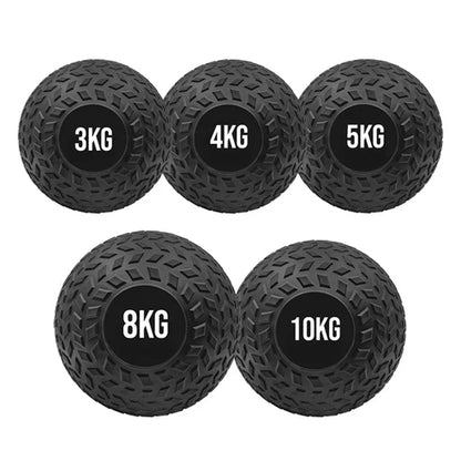 Set of five black weighted balls with labeled weights on a white background