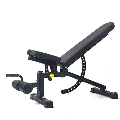 Black adjustable weight bench on a white background