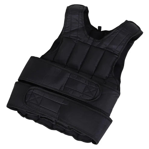 Black weighted vest on a white background