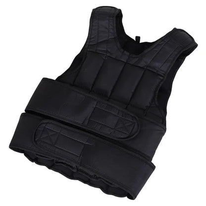 Black weighted vest on a white background