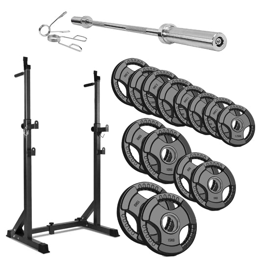 Heavy-Duty Half Squat Rack with Dip Station & Safety Spotters - Adjustable Height 121-158cm - Width 60-87cm - 200KG Max Load - Home Gym Strength Training Stand - Professional Quality