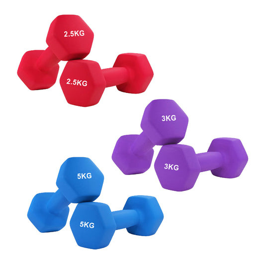 Anti-Roll Non-Slip Neoprene Dumbbell Weights - Ergonomic Hex Design for Secure Training - Available in Singles, Pairs & Sets - Premium Quality Weights for Home Workouts and Full-Body Fitness Routines