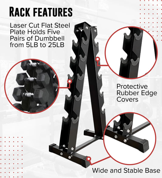 Heavy-Duty Dumbbell Storage Rack - 3, 4, 5 & 6-Tier Options - Premium Steel Construction - Weight Organization System for Home Gym & Commercial Use - Compact Space-Saving Design