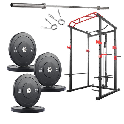 Premium Power Multi Cage with Cable Pulley System - Heavy-Duty Steel Strength Training Rack - Complete Home Gym Station with Pull-Up Bar & Adjustable Barbell Holders - Professional Weight Lifting
