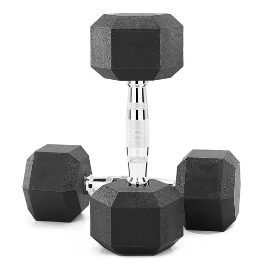 Premium Hex Dumbbells – Rubber Coated Cast Iron Dumbbell Weights with Anti-Roll Hex Design | Pair Options | Strength Training Hand Weights for Men & Women | Home Gym & Commercial Use
