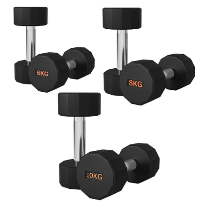Premium Round Hex Dumbbells with Anti-Roll Design - Rubber-Coated Heads with Knurled Grip - Professional Free Weights Available as Singles, Pairs or Complete Sets - Optional Storage Rack - Strength