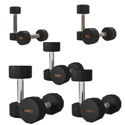 Premium Round Hex Dumbbells with Anti-Roll Design - Rubber-Coated Heads with Knurled Grip - Professional Free Weights Available as Singles, Pairs or Complete Sets - Optional Storage Rack - Strength
