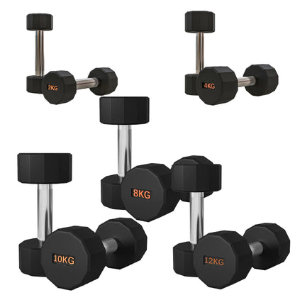 Premium Round Hex Dumbbells with Anti-Roll Design - Rubber-Coated Heads with Knurled Grip - Professional Free Weights Available as Singles, Pairs or Complete Sets - Optional Storage Rack - Strength