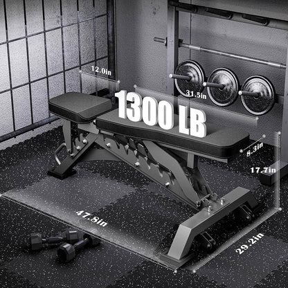 Commercial Weight Bench – Heavy-Duty Adjustable Bench Press for Home & Gym | Incline, Decline & Flat Strength Training Bench with Extra Headrest | Full-Body Workout Bench for Extreme Stability